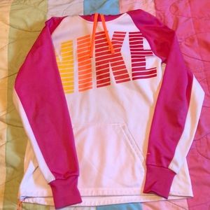 Pink and white Nike hoodie